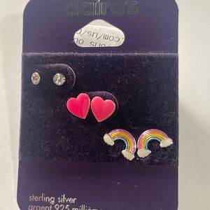 Sterling Silver & Enamel Girls Studs 3 pack Hypoallergenic C Luxe